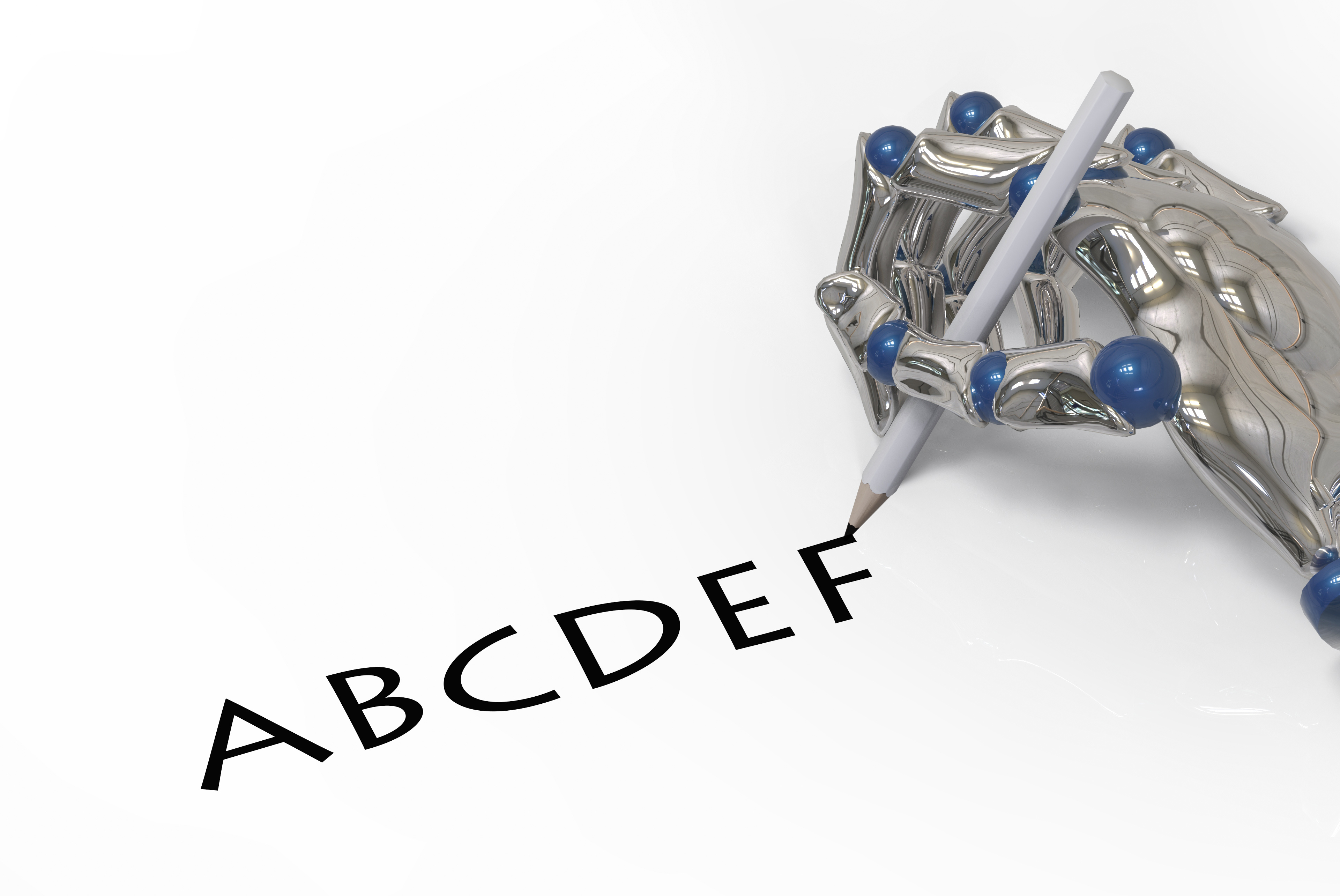 3d rendering. the hand of artificial intelligence, ai writing A