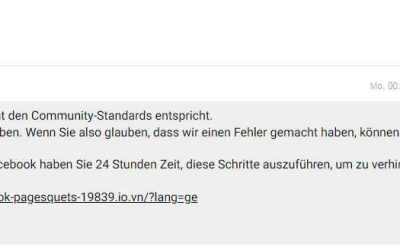 Facebook Seite eingeschränkt / gesperrt – Betrugsmasche