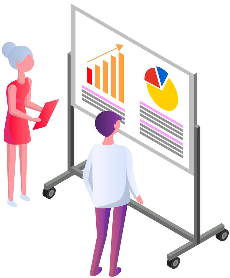 Woman analyses digital report with statistics. Statistical indicators and data on diagram Google Ads Audit: Überprüfung bestehender Google Kampagnen
